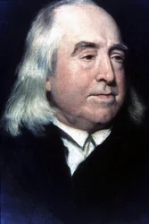 Portret van Jeremy Bentham (1748-1832), Britse filosoof en jurist.