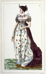 Portret van Joséphine door Beauharnais Bonaparte (1763 - 1814), Imperator van de Fransen in keizerlijk kostuum, gravure uit 1830