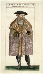 Portret van Leonhart Fuchs: Botanicus - Duitse arts (1501 - 1566) - in “De Historia Stirpium commentarii badges,...” door Leonhart Fuchs