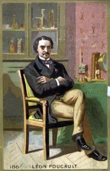 Portret van Léon Foucault (1819 - 1868) in zijn kantoor