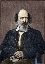 Portret van Lord Alfred Tennyson, Engelse dichter en toneelschrijver (1809 tot 1892).