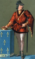 Portret van Lodewijk X de Hutin (1289-1316), Koning van Frankrijk. 19e eeuwse chromolithografie
