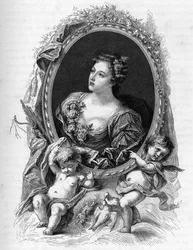 Portret van Marie-Madeleine (Marie Madeleine) de La Vieuville, gravin van Parabere (1693-1750) - Gravure uit 1862 in 