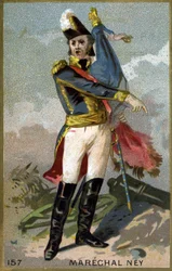 Portret van Michel Ney, Hertog van Elchingen, Prins van de Moskova (1769 - 1815), Maarschalk van Frankrijk. Chromolithografie van de 19e eeuw