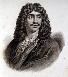 Portret van Molière, gravure uit de 19e eeuw