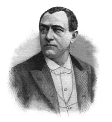 Portret van Paulus (Jean Paul Habans) Franse zanger (1845-1908) - gravure uit het einde van de 19e eeuw