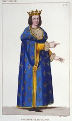 Portret van Filips VI van Valois (1293-1350) koning van Frankrijk. Gravure uit 1830
