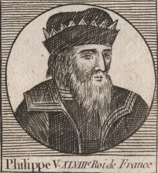 Portret van Filips V de Lange (1294 - 1322), Koning van Frankrijk (gravure uit 