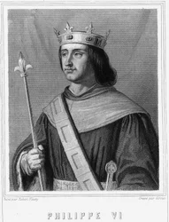 Portret van Philippe VI de Valois, koning van Frankrijk - in "Histoire des Français" door Lavallée, gravure, sd