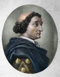 Portret van Philippe de Commines (Comynes of Comines) (1447-1511), Franse kroniekschrijver. Gravure uit de 19e eeuw