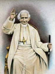 Portret van Paus Leo XIII. Chromolithografie.