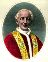 Portret van paus Leo XIII (Leone XIII), gekozen in 1878 en overleden in 1903