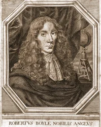 Portret van Robert Boyle (1627 - 1691), Ierse natuurkundige en scheikundige.