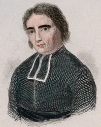 Portret van Roch Ambroise Cucurron, bekend als de abt Sicard, Franse pedagoog (1742-1822). Gravure uit 1876.