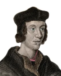 Portret van Sir John Fortescue de Salden (circa 1531-1607), Engelse politicus, kanselier van de schatkist (gravure)