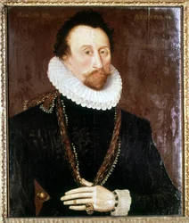 Portret van Sir John Hawkins (1532-1595), Engelse admiraal