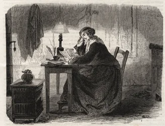 Portret van Sophie Germain (1776-1831) Franse wiskundige (Portret van Marie-Sophie Germain Franse wiskundige, natuurkundige en filosoof) - gravure 1860