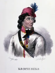 Portret van Thaddeus (Tadeusz) Kosciuszko (Kosciusko) Poolse soldaat (1746-1817). Gravure uit de 19e eeuw