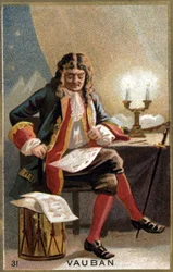 Portret van Vauban (1633 - 1707). (Sébastien Le Prestre de Vauban) Maarschalk van Frankrijk en militair ingenieur. Chromolithografie van de 19e eeuw