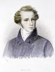Portret van Vincenzo Bellini, Italiaanse componist (1801-1835) - gravure