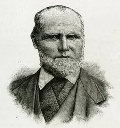 Portret van William Dunbar, gletsjerpiloot van de bemanning van La Jeannette, voor de missie naar de noordpool. Gravure ter illustratie van 