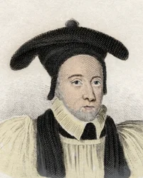 Portret van William Juxon (1582-1663), Engelse geestelijke en archaïsche van Canterbury. Gravure uit de 19e eeuw