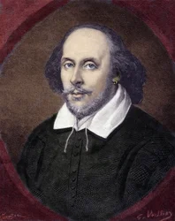 Portret van William Shakespeare (1564-1616), Engelse toneelschrijver.
