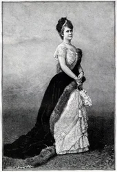 Portret van de koningin van Roemenië Elisabeth Pauline Ottilie Louise de Wied, bekend als Carmen Sylva (1843-1916), echtgenote van koning Karel I (gravure uit 1893)