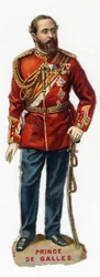 Portret van de toekomstige Prins van Wales Edward VII (Edward 7), koning van Groot-Brittannië en Ierland (1841-1910). Chromolithografie eind 19e eeuw. Privécollectie.