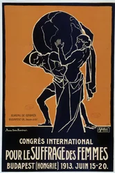 Poster voor het internationale congres voor vrouwenkiesrecht in Boedapest
