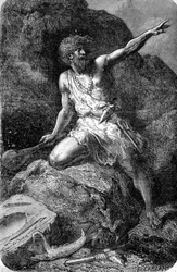 Primitieve mens uit het Rendier Tijdperk (Boven-Paleolithicum)