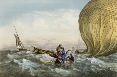 Redding van de Habs-bal, georganiseerd door de heer en mevrouw Durouf. Schipbreuk op de kust van Engeland op 1 september