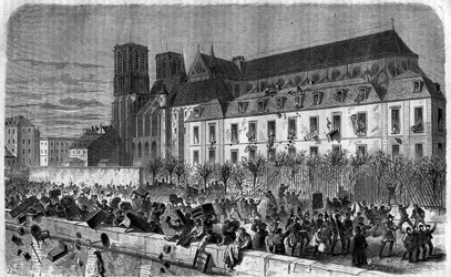 Revolutie van 1830: Plundering van het Archevêché in Parijs op 15 februari