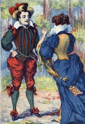Riquet met de kuif wordt een knappe heer. Anonieme illustratie voor 