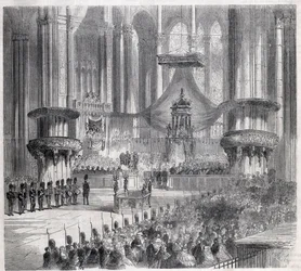 Risorgimento - Viering van Te Deum in de kathedraal van Milaan in aanwezigheid van de koningen van Italië en Frankrijk