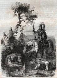 Roger (Ruggero, Ruggiero) gebruikt het betoverende schild - gravure van 1851 uit 