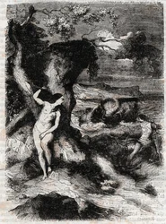Roland bevrijdt Olympe - gravure van 1851 uit 