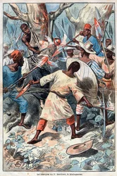 Heilige Vader Jacques Berthieu eerste martelaar van Madagaskar - De martelaar van Jacques Berthieu (1838-1896) (Heilige Jacques Berthieu) Jezuïetenmissionaris in Madagaskar - Hij was de eerste Zalige en Martelaar van Madagaskar - Gravure van 1896
