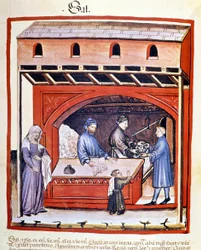 Verkoop van zout, extract van Tacuinum Sanitatis