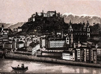Salzkammergut Regio, Oostenrijk: Salzburg van Kapuzinergarten. in 