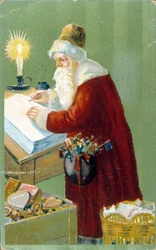 Kerstman bereidt cadeaus voor