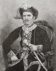 Sayajirao Gaekwad III, 17 jaar oud, Maharaja van de staat Baroda, India (gravure)