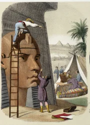 Wetenschappelijke Commissie van Egypte (missie van Jean Francois (Jean-Francois) Champollion). Gravure uit de 19e eeuw.