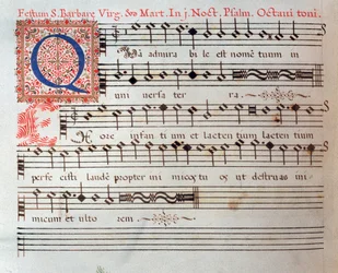 Bladmuziekpagina van een heilig werk door Giovanni Giacomo Gastoldi