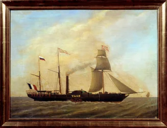 Schip met bladen op de rivier de Taag