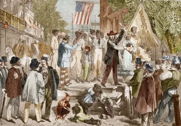 Slavenverkoop in Richmond in de Verenigde Staten in 1864