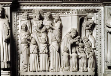 Sint-Augustinus ark met de relieken van de heilige (detail)
