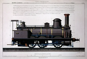 Stoomlocomotief - tekening in de was