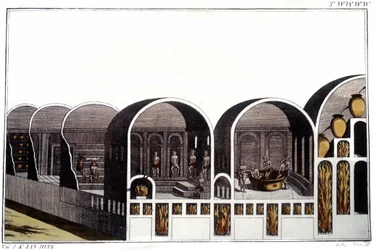 De Thermen van Caracalla in Rome. Gravure uit het begin van de 19e eeuw
