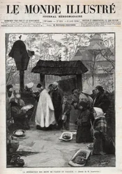 De Zegening van Paaseieren in Galicië (Klein Rusland) - gravure in 